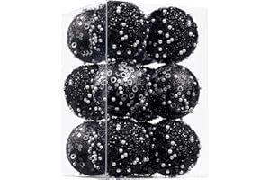 ChrisWish 12CT Christmas Ball Ornaments, Black Christmas Ball Decorations Shatterproof Plastic Hanging Pearl Balls for Holiday Party(70mm/2.76")