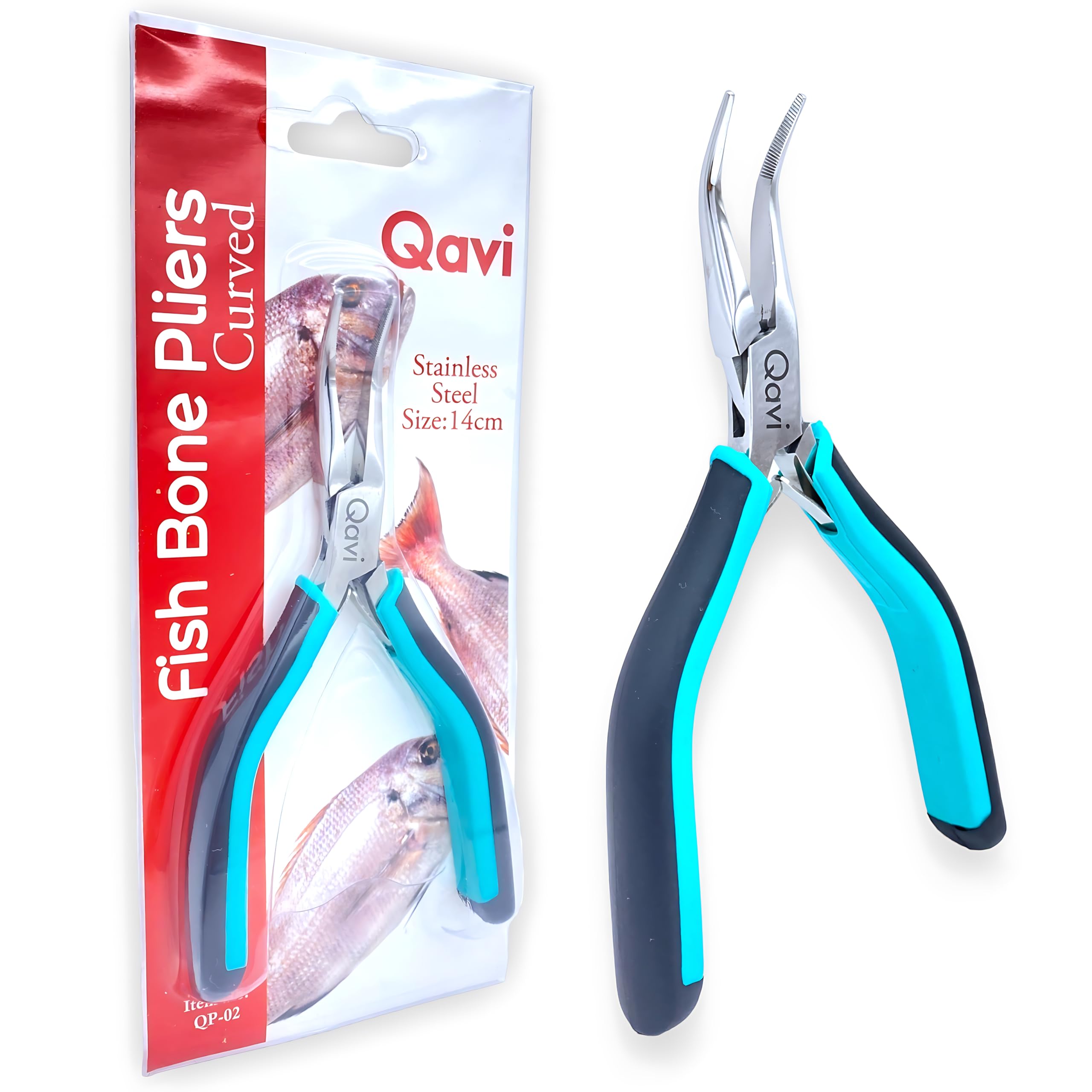 Fish Bone Pliers/Tweezers Curved, High Grade Stainless Steel Polished (14cm)