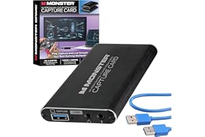 Monster Capture Card, 4K 60FPS Game Play, 1080p 60FPS Capture & Streaming, HDMI Input, HDMI/USB 3.0 Output, Microphone & Head