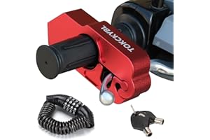 TOKCKYBL Motorcycle Lock, Heavy Duty Anti Theft Helmet, Brake and Handlebar Lock, Universal for Motorcycles, ATVs, Dirt Bikes, Mopeds，Scooters, Red