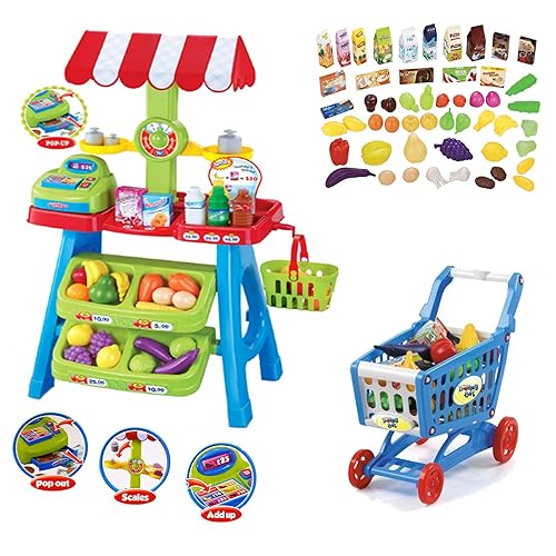Childrens, Kids Supermarket, Role Play Shop and shopping trolley