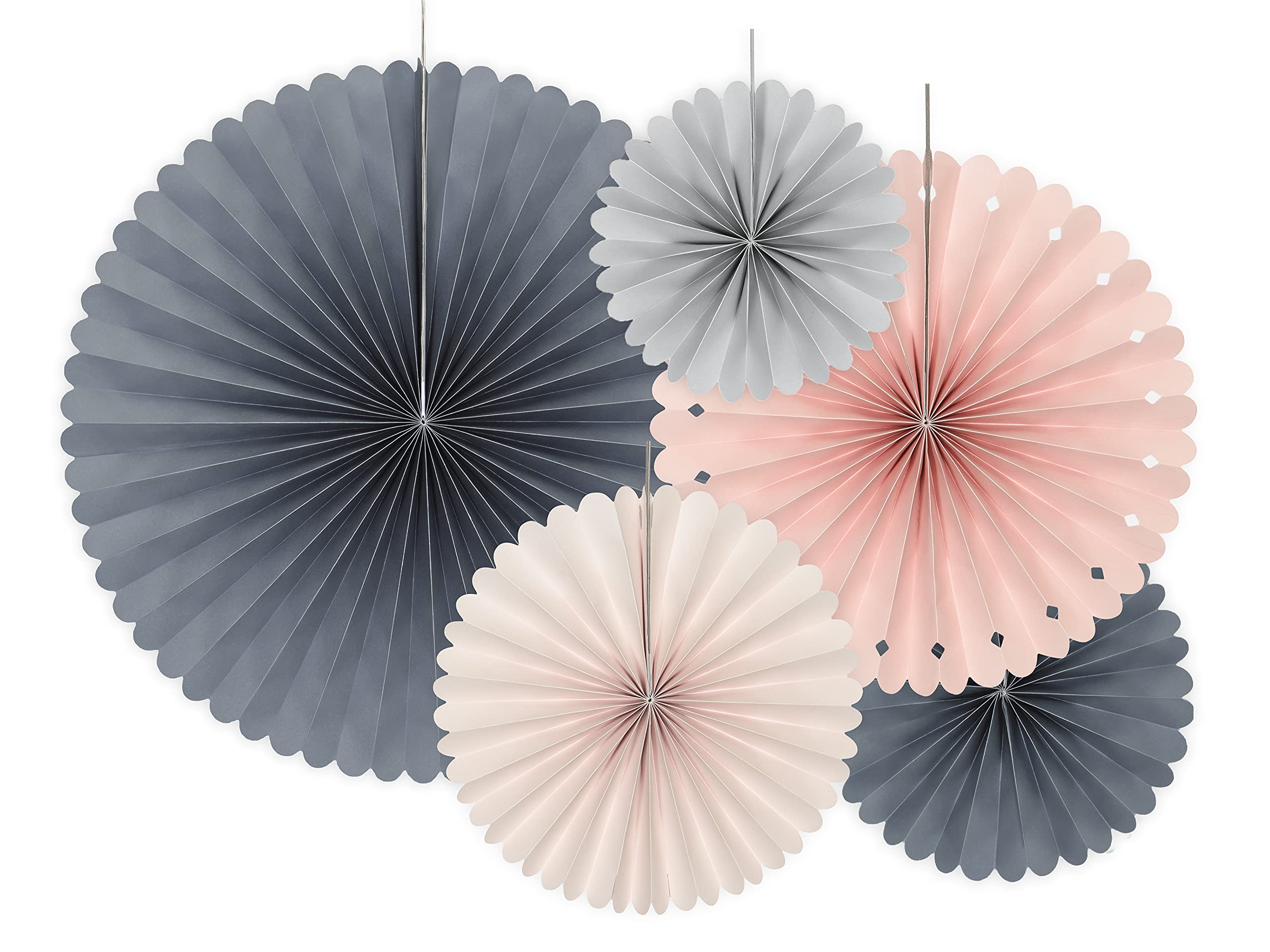 PartyDeco Decorative Paper Rosettes Set - Colours Mix, Pack of 3 - Hanging Fans, Paper Fans, Paper Rosettes for Event, Wedding, Birthday, Baby Shower, Decoration
