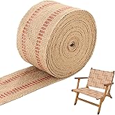 FLKQC Craft Jute Webbing Tape, 10 Yards Width 3.5" Roll Natural Burlap Red Line Jute Webbing Ribbon for Chair Repair, Craftin