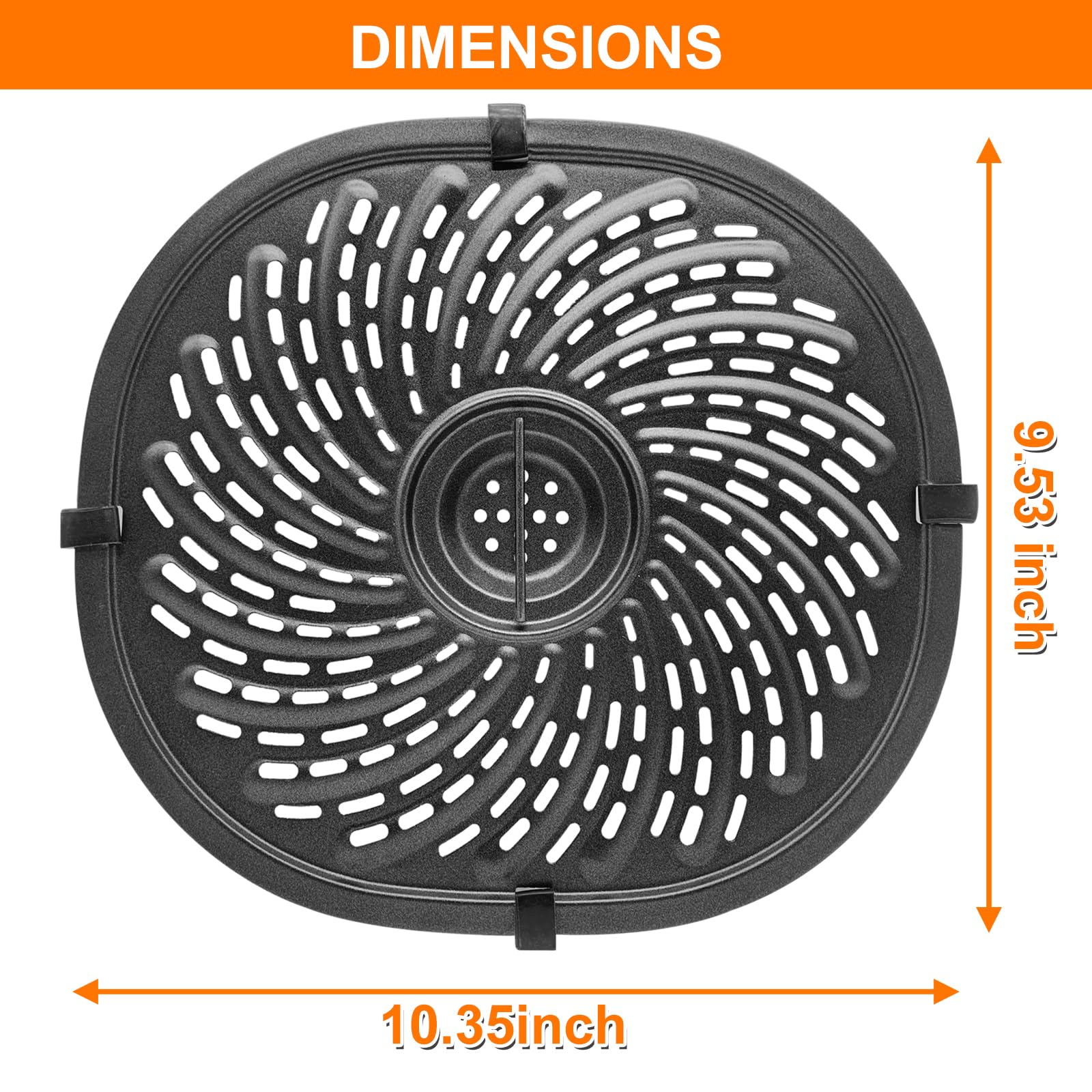 Air Fryer Grill Pan for Power XL Vortex 7QT Air Fryers, Oval Nonstick Air Fryer Replacement Parts Accessories Rack Tray Basket Crisper Grill Plate with Rubber Bumpers, Dishwasher Safe