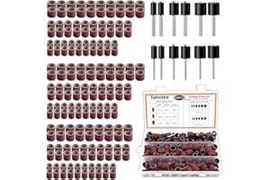 Sunxeke Sanding Drum Set for for Dremel Rotary Tools-Includes 138 Aluminum Oxide Sanding Sleeves for Drum Sanders (80,120,240 Grit) and 12 Drum Mandrels-Sanding Bits Tool Accessories with Box