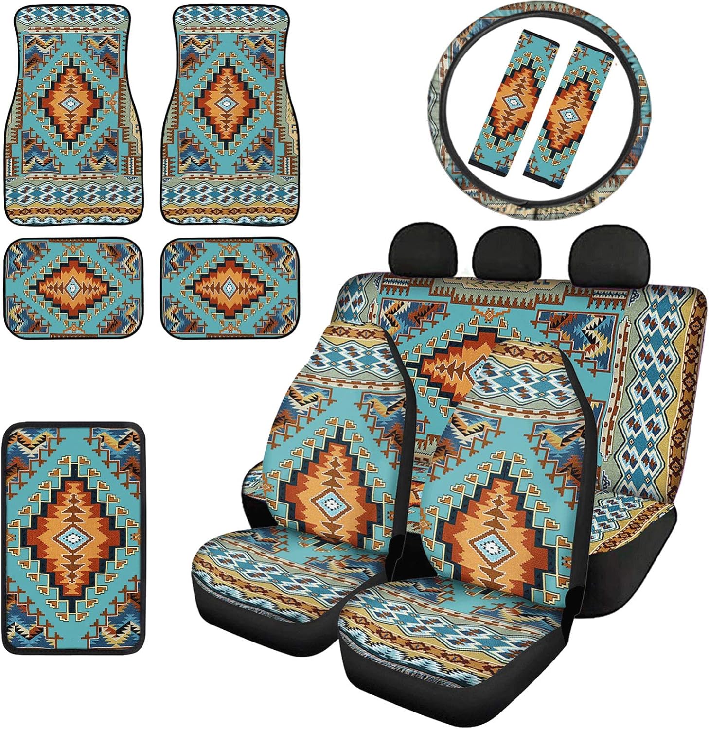 Pensura Vintage Tribal Aztec Design Bucket Seat Covers with
