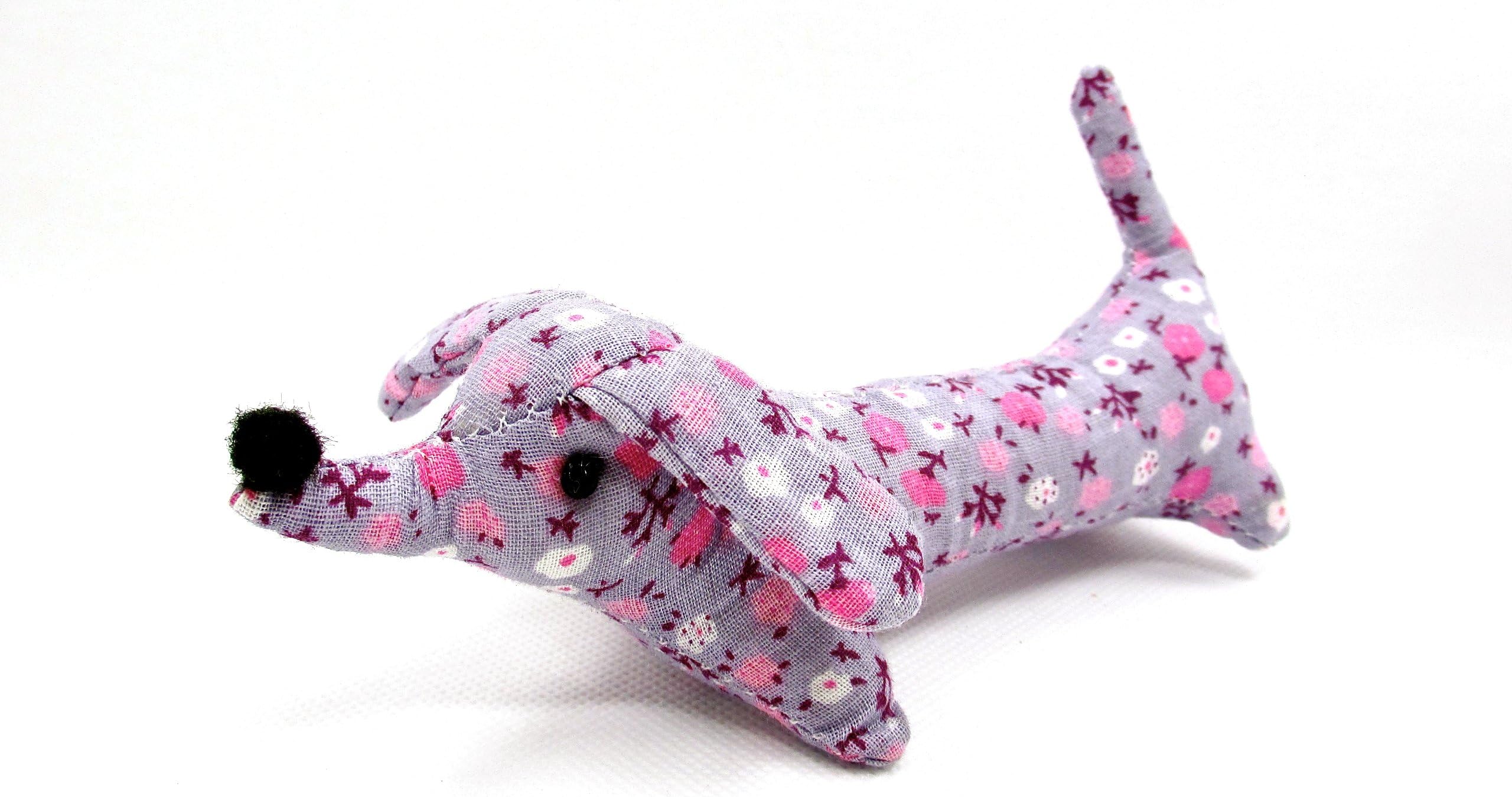 Dritz Collectible Dog Pincushion,purple with Pink Flowers Stuffed Dog Cushion,6"l X 2"w X 2.5"h