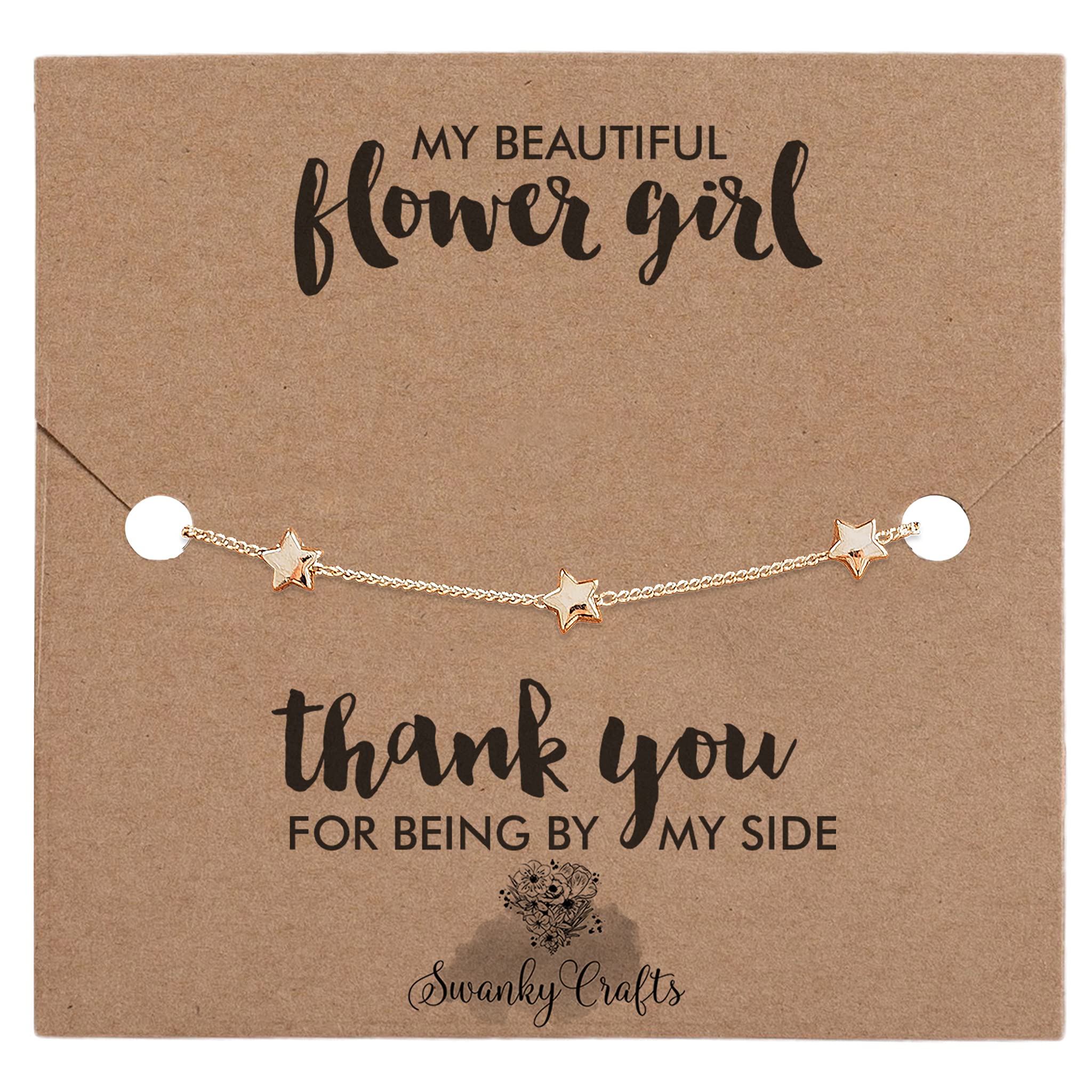 Thank You Flower Girl Gifts - Thank you for being my Flower Girl Presents, Flower Girl Bracelet with Card And Gift Wrap.