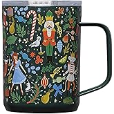 Corkcicle x Rifle Paper Co. Triple Insulated Coffee Mug with Lid & Handle - Keeps Beverages Hot for 3+ Hours - Gift for Mom - Great for Mother's Day or Christmas - 16 oz - Nutcracker Green
