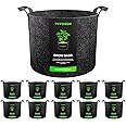 VIVOSUN 10-Pack 2 Gallon Grow Bags, Reinforced Planter Fabric Pots for Gardening Black