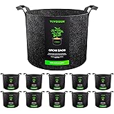 VIVOSUN 10-Pack 2 Gallon Grow Bags, Reinforced Planter Fabric Pots for Gardening Black
