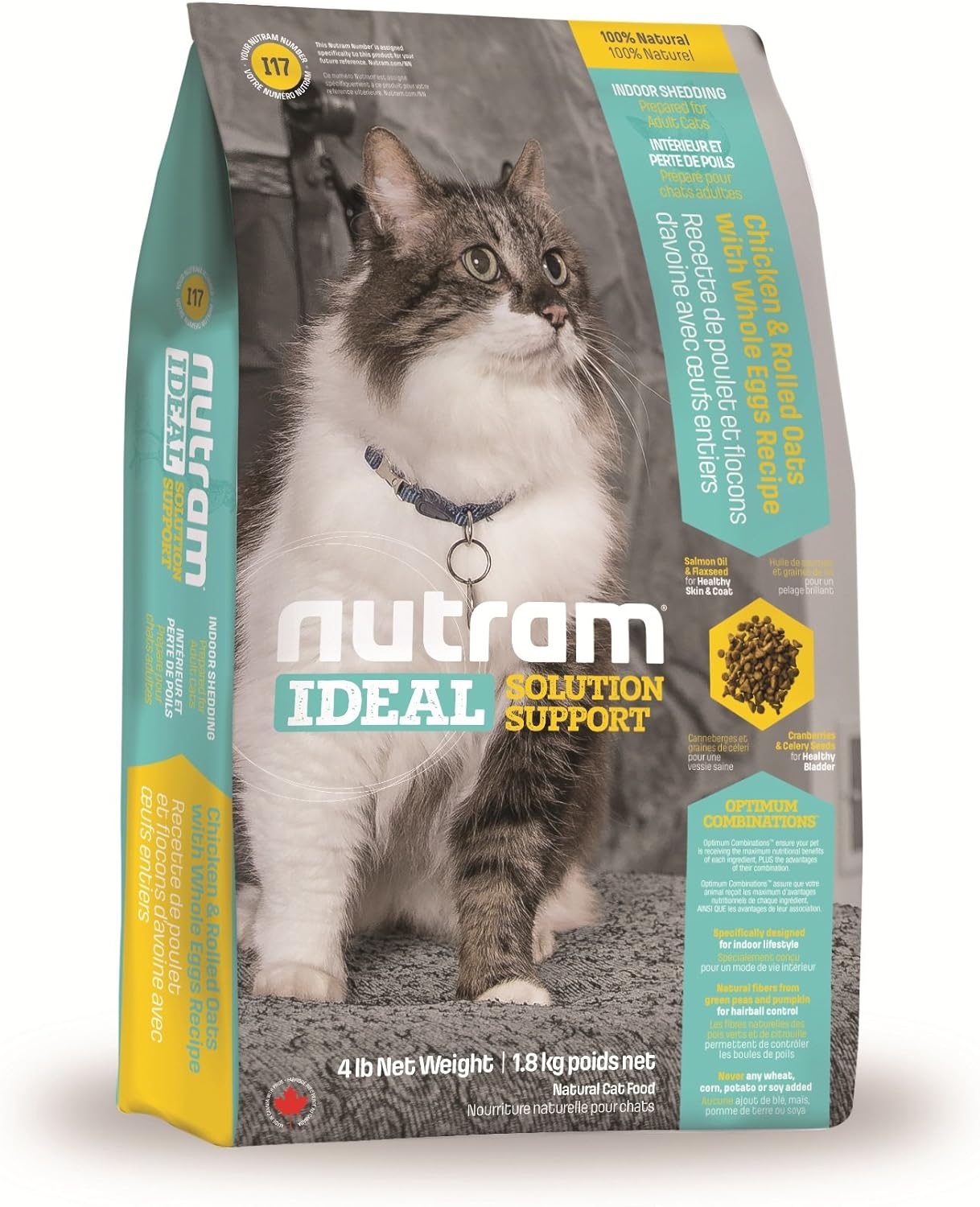 Nutram Complete Dry Adult Cat Food Chicken Rolled Oats and Whole Eggs