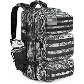 kookoomia Military Tactical Backpack 50L Large Day Backpack for Men Molle Army 3 Days Assault Pack Bug Out Bag Water Resistant and Heavy Duty Hiking Treeking Rucksack - Black Digital Camo