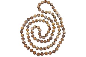 MGR MY GEMS ROCK! 7-8MM 36 Inch Long Matte-Finish Genuine Semi-Precious Stone Endless Infinity Opera Length Hand Beaded Mala Chakra Strand Necklace for Women or Men.