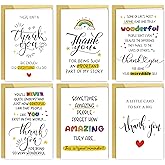 Qiyepbro 6 Pcs Thank you Cards with Envelope, 8 x 5.3 Inches, Appreciation Card for Men Women, Lovely Thank You Gifts Card for Friend, Coworker, Teacher