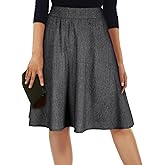 Happy Sailed Womens Winter Fall Tweed High Waisted Flared Mini Skater Skirt A Line Pleated Midi Skirts