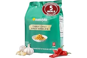 Momofuku Tingly Chili Ramen Noodles by David Chang, 5 Count (Pack of 1) Air-Dried Vegan Instant Noodles with Sauce