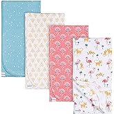 Gerber Unisex Baby 100% Cotton Flannel Receiving Blankets 30x30 Inches (Pack of 4), Animal Geo Girl, One Size
