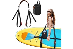 GOBUROS Paddle Board Carrying Strap, Adjustable SUP Kayak Carry Strap with Detachable Storage Bag and Metal Hardware for Paddle boards, Surfboards, Long boards, Canoe and Kayak, Black