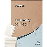 Vove Laundry Detergent Tablets, 40 Loads - Plastic-Free, PVA-Free, Zero Microplastics - Enzyme-Powered Stain Removal - Plant-Based, Fragrance-Free, Works in Cold Water, FSC-Certified Packaging
