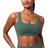 CRZ YOGA Butterlift Double Lined Square Neck Sports Bras for Women - Wireless V-Shaped Racerback Workout Yoga Top Non Padded