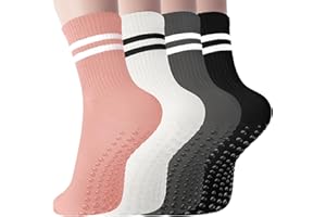 SWturK Pilates Socks with Grips for Women Long Non-Slip Yoga Grippy Socks for Barre，Ballet，Dance & Hospital，Anti-Skid Workou
