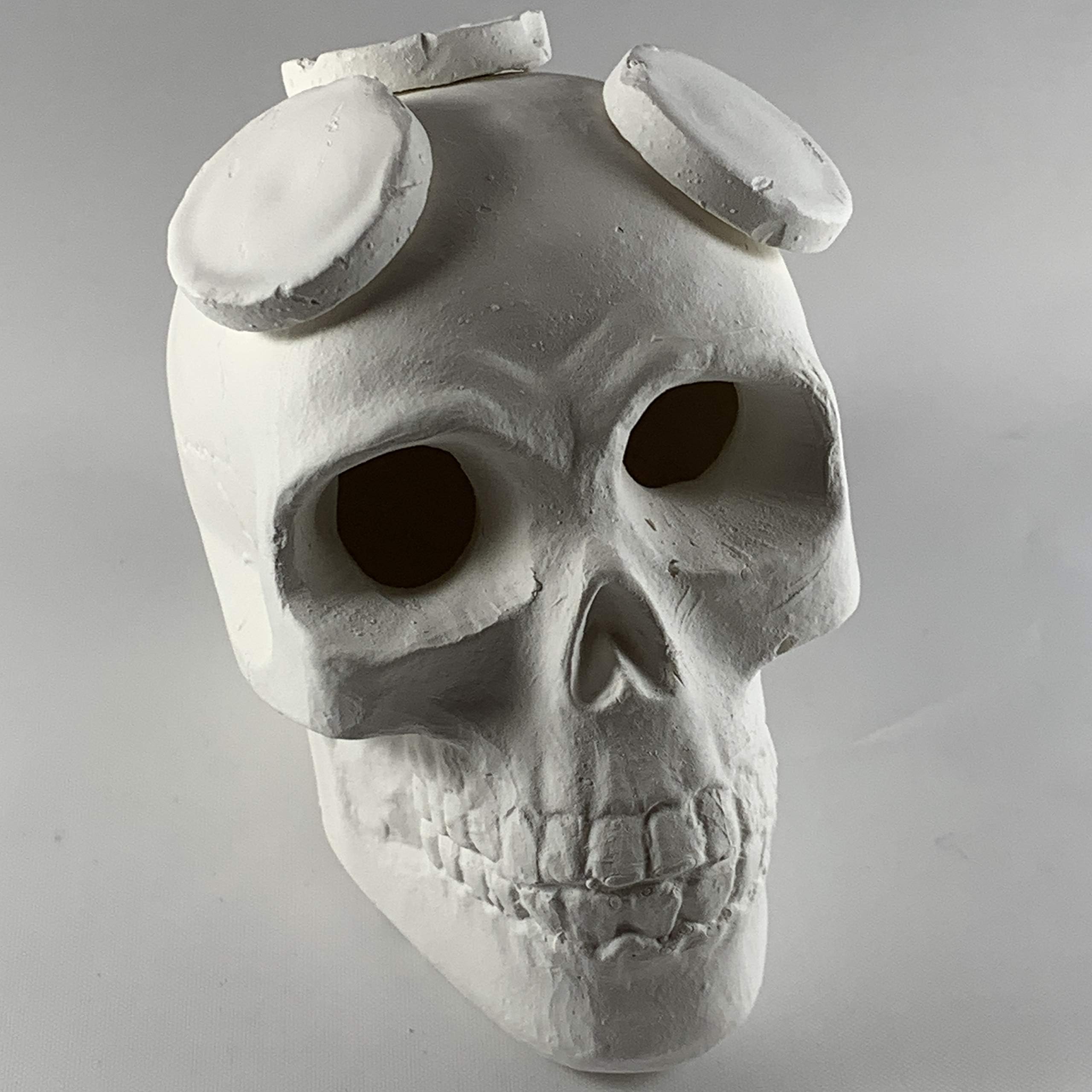 ReefCreators Small Ceramic Skull Frag Holder w/ 3 Plugs Frag Station (Includes 3 Plugs)