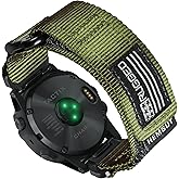 Nylon Sports Watch Band, 26mm Military Strap Compatible with Garmin Instinct 3 50mm/Fenix 8 51mm/7X/7X Pro/6X/6X Pro/5X/5X Plus, Tactix 7 Pro/ Delta, Quatix 6X/5X, Descent MK1/MK2, Instinct 2X, Foretrex 601/701, Enduro /Enduro 2/ Enduro 3, D2
