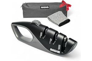 𝗠𝗔𝗦𝗛𝗠 Pro Adjustable Knife Sharpener - 5 Angles (15°-24°) for Razor Sharp Kitchen Knives & Cleavers - 4-in-1 System with