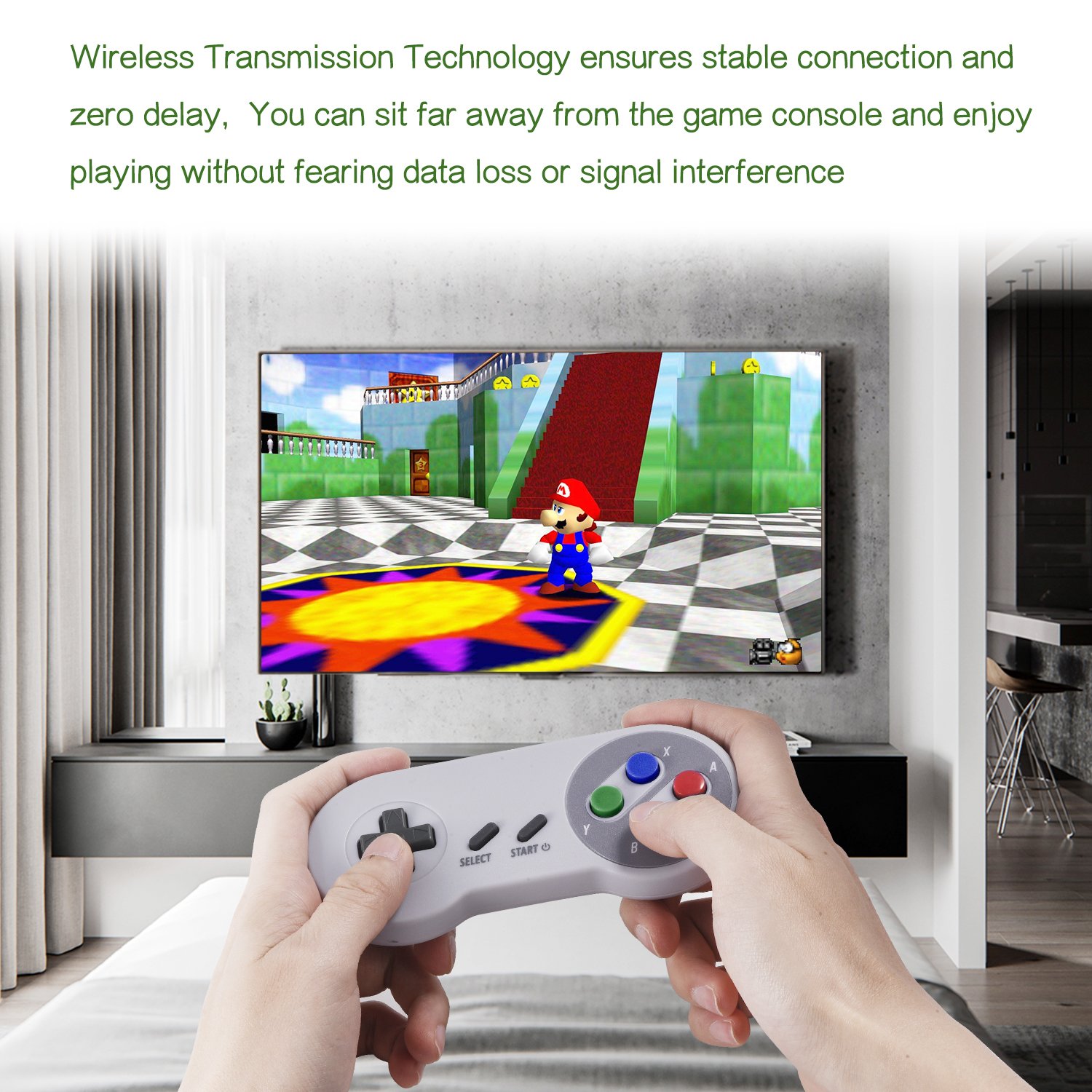 2 Pack 2.4 GHz Wireless USB Controller Compatible with SNES Games, SNES Retro USB PC Super Classic Controller for Windows PC MAC Linux Genesis Raspberry Pi Retropie (Multicolored Keys)