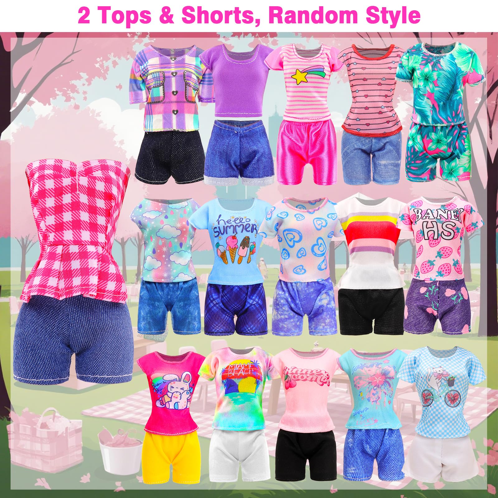 BARWA 11 Sets Doll Clothes Including 2 Sequins Dresses 5 Mermaid Floral Dresses 4 Casual Outfits Tops and Pants for 11.5 inch Girl Dolls