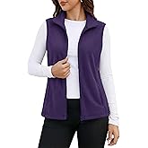 MAGCOMSEN Women's Fleece Vest Outerwear Sleeveless Lightweight Zip Jackets Warm Soft Vests with Zipper Pockets