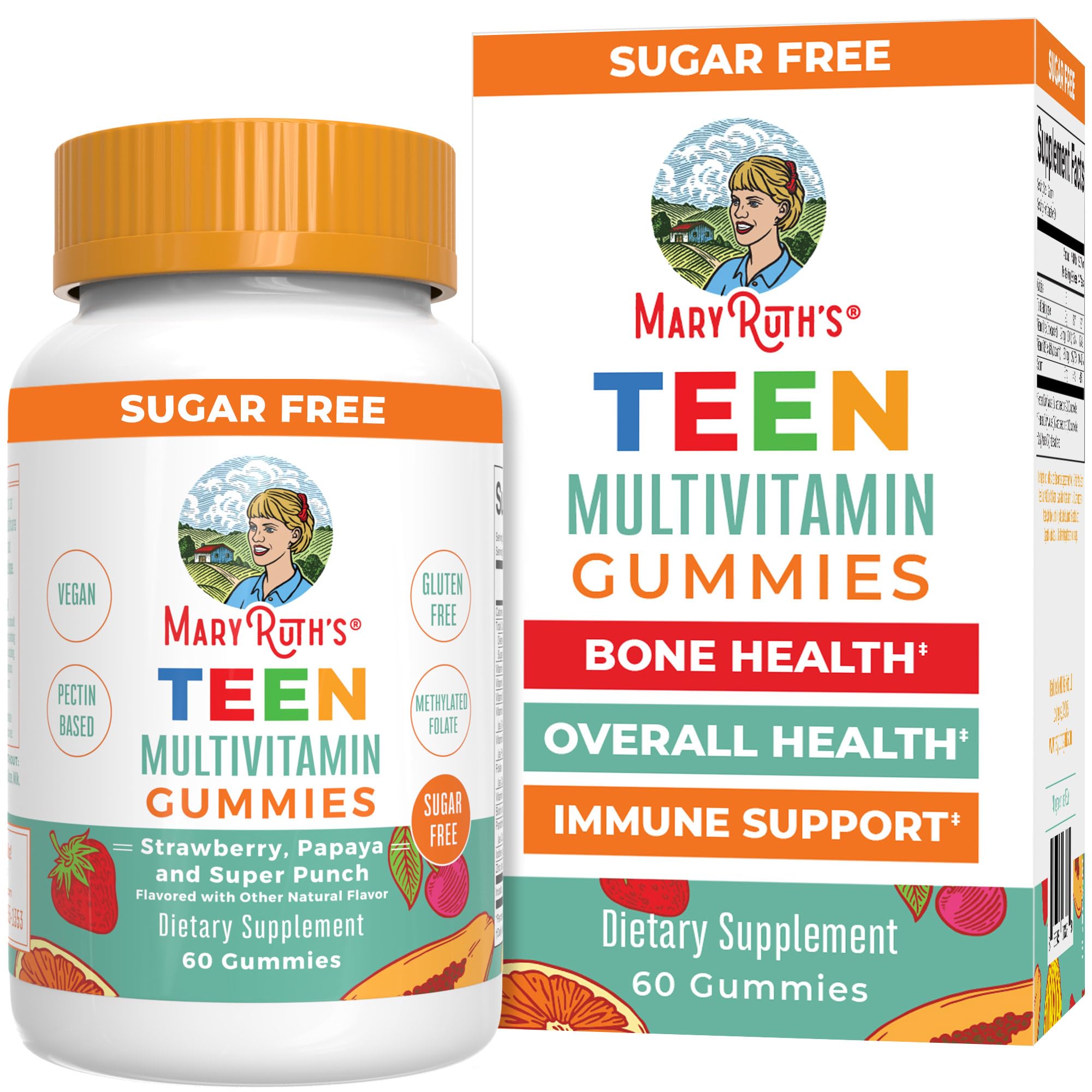MaryRuth Organics Multivitamin for Teens | Teen Multivitamin Multimineral Gummies with Vitamin B, C, D and E, Biotin, Zinc | Teen Vitamins | Vegan | Sugar Free | Gluten Free | 60 Count