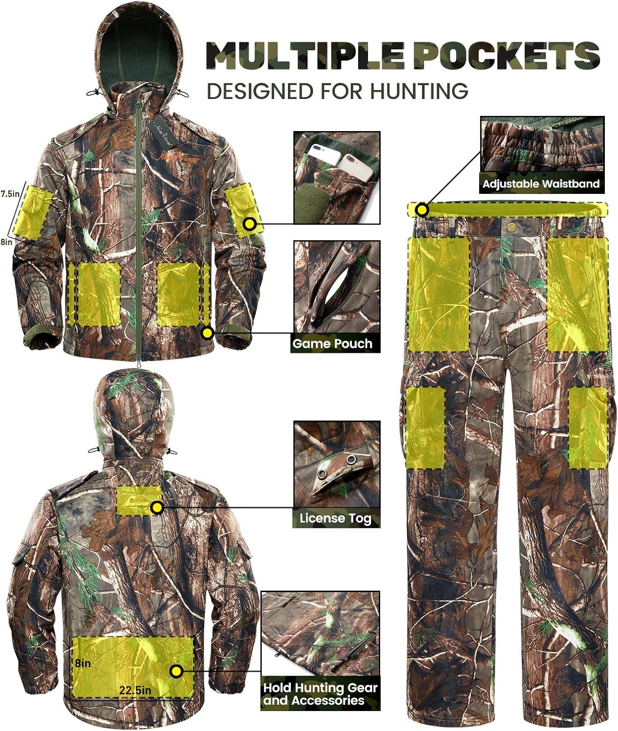 NEW VIEW Upgraded Hunting Clothes for Men,Silent Water Resistant Hunting Suits,Hunting Jacket and Pants: Clothing