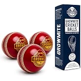 Growmite Leather Cricket Ball 156g 5.5oz, 4-Piece for Practice &amp; Training | 4-piece hand-stitched leather cricket ball with raised seam for practice and training