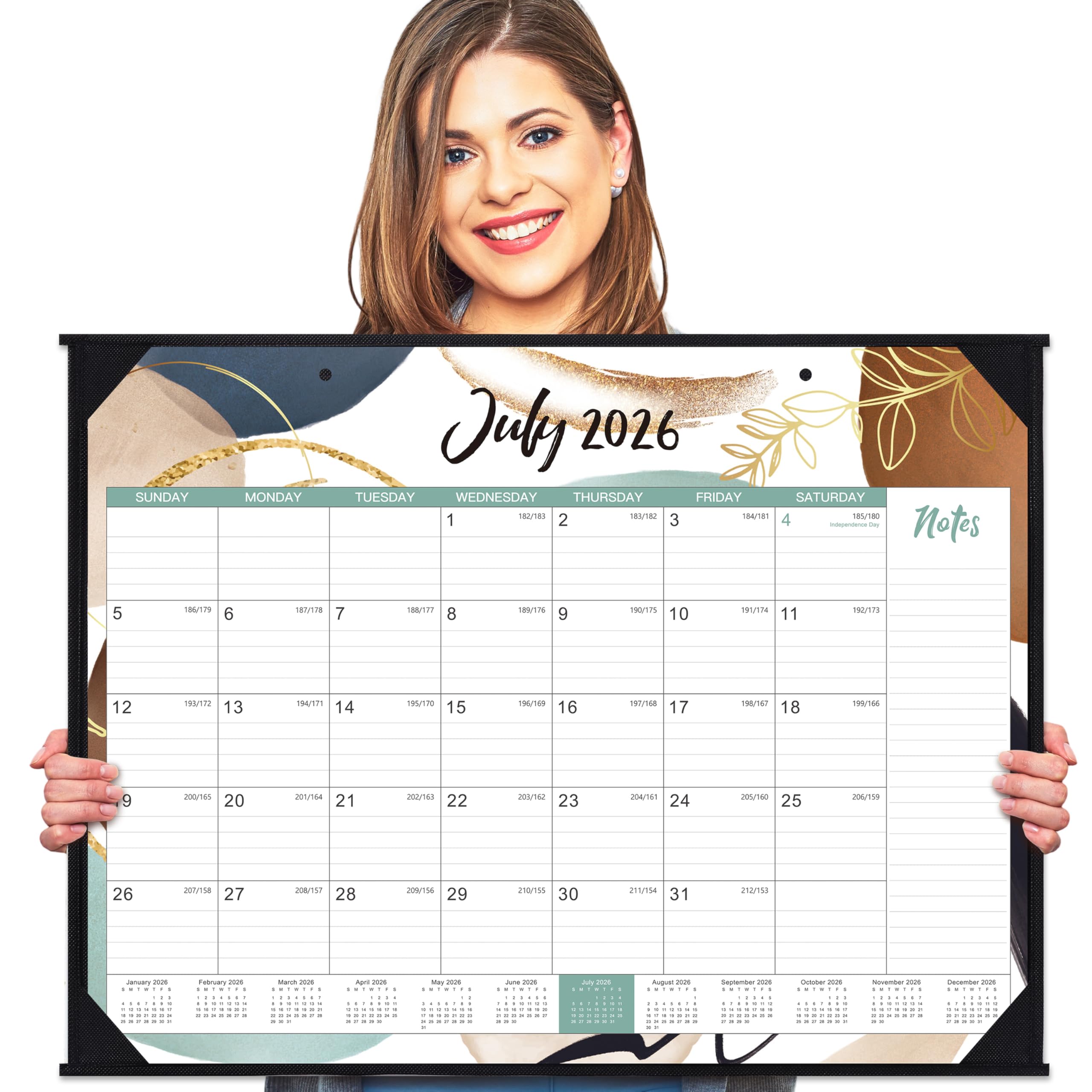 Photo 1 of 2026-2027 Desk Calendar - Large Desk Calendar 22'' x 17'', Jul 2026 - Dec 2027, 18 Months Calendar 2026-2027, Desk Pad, Large Ruled Blocks, Notes Section, Great Desk/Wall Calendar Organizer