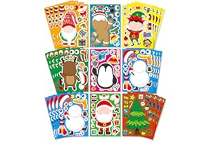 OTAITY Christmas Stickers 36 PCS for Kids Make a Face Stickers, Make Your Own Christmas Sticker DIY Mix and Match Christmas Party Games Sticker Decorating Party Favors Supplies for School Student Awards