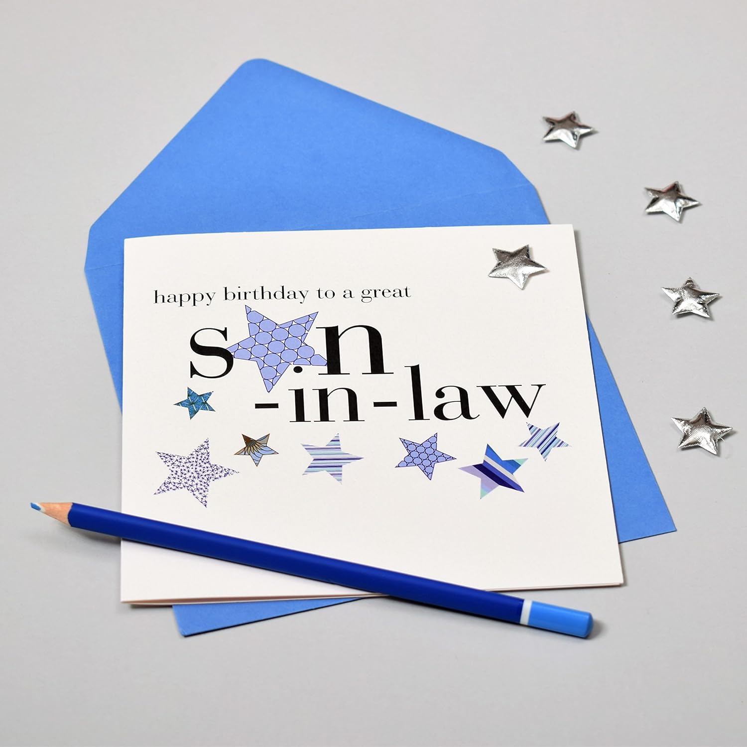 Claire Giles Hearts and Stars Happy Birthday Son-in-Law Card, Blue, 150mm x 150mm - Image 4
