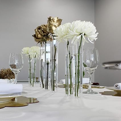 Bud Vases For Flowers Set Of 5 Clear Lucite With Magnetic Plate 8