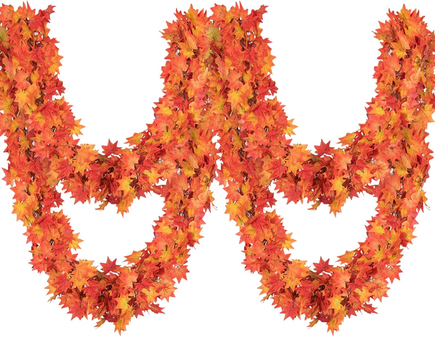 Wreaths, Garlands & Swags - Anftraer 24 Pack Fall Leaf Garland, Hanging Fall Vines Garland Artificial Fall Maple Leaves Garland Thanksgiving Decor Fall Decorations for Home Clearance Wedding Fireplace Party