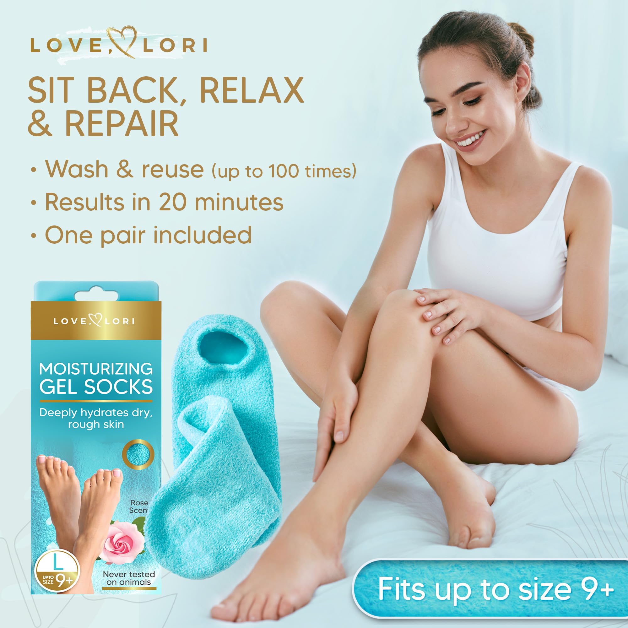 Moisturizing Socks - Gel Silicone Aloe Spa Socks (Sizes 9-10) Infused with Vitamin E & JoJoba Oil - Self Care Gifts for Women, Spa Gifts for Women, Stocking Stuffers for Adults
