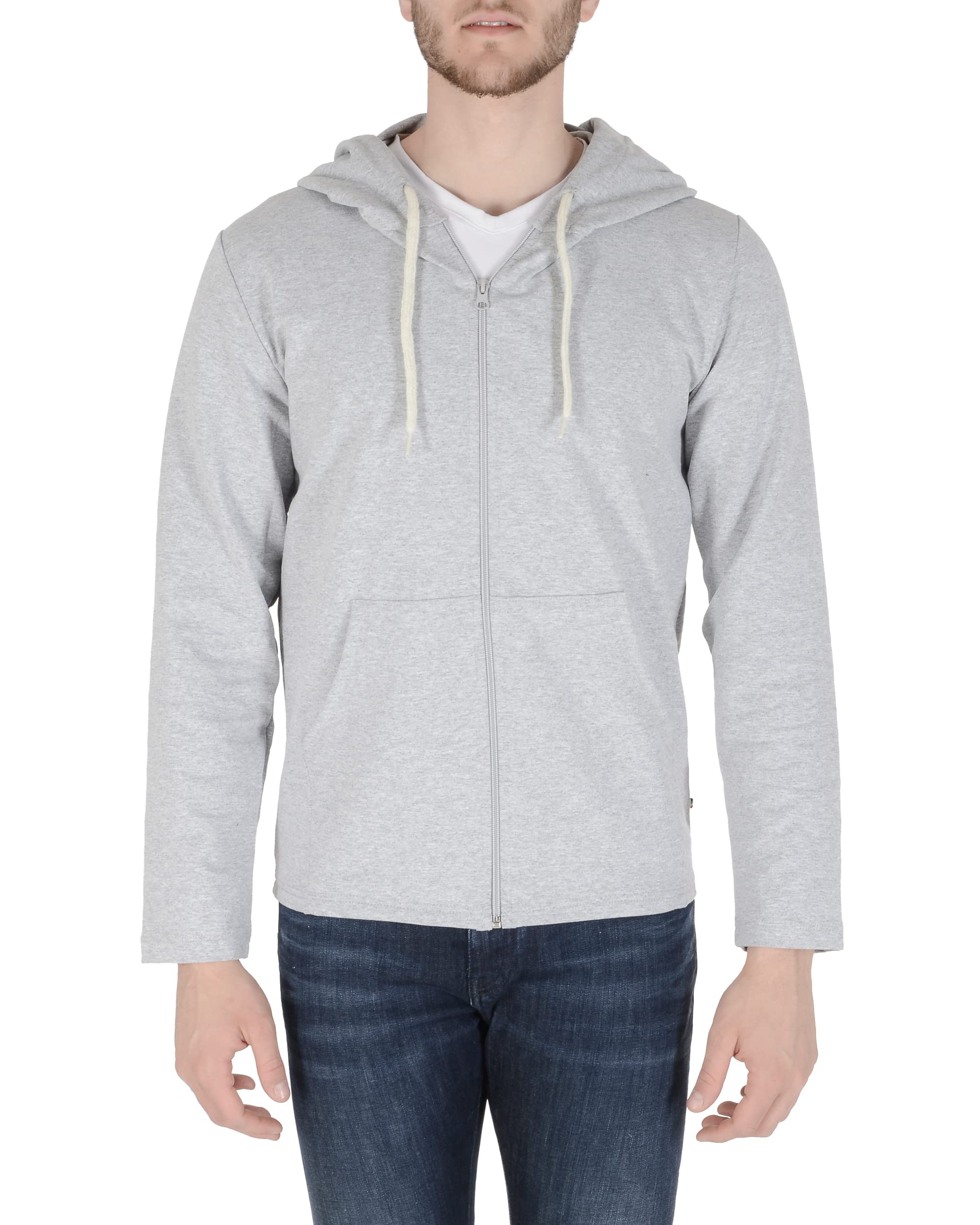 19V69 ITALIA Thomas, Men's Hooded Sweatshirt, Light Grey, M