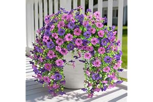 Artificial Fake Flowers Plants for Outdoor Spring Summer Decoration, 2 PCS Faux Silk Daisy Flowers No Fade UV Resistant Reali