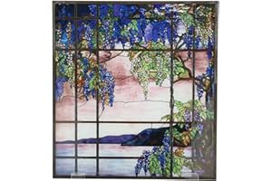 EBROS GIFT Ebros Louis Comfort Tiffany Landscape Window View of Oyster Bay Stained Glass Art Panel Wall Hanging Decor Or Desktop Plaque