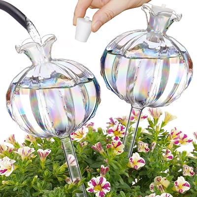NiHome Large Plant Watering Globes 2-Pack Iridescent Glass Cactus 140 ml