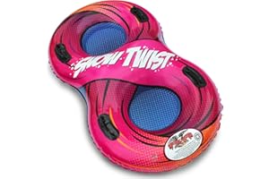 Flexible Flyer Snow Twist 2-Person Inflatable Tube. Lake Pool Float & Double Sled Slider, Red Orange, 57 x 33 x 12 inches