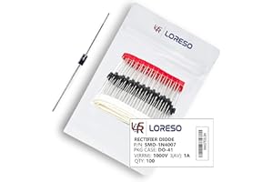 LSR LORESO LORESO 1N4007 Diode Pack of 100, General Purpose Silicon Rectifier Diode Axial 4007 1N4007 1000V 1A DO-41