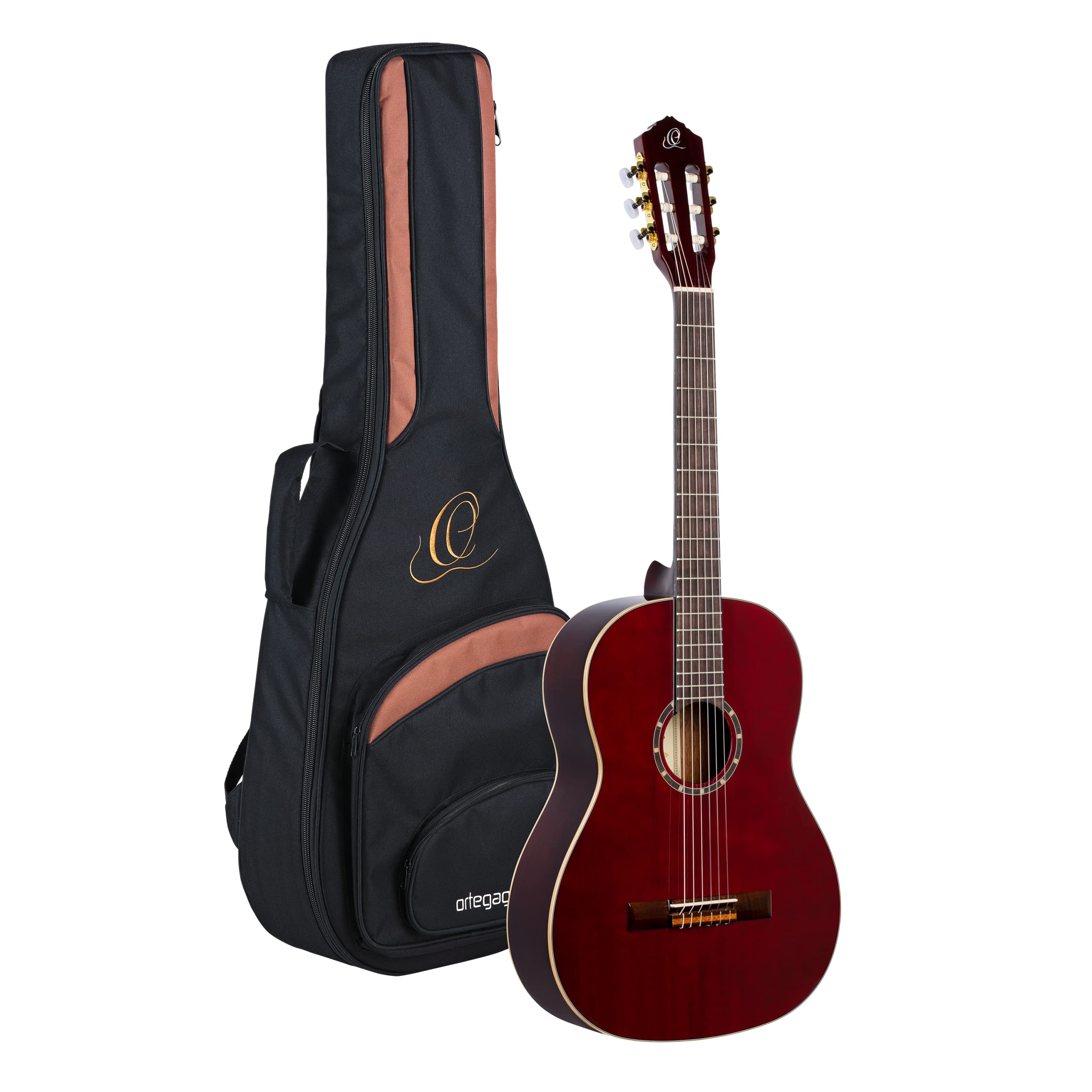 Ortega Guitars 4/4 Classical Guitar – Slim Neck – Family Series Pro – Including Gig Bag – Solid Canadian Red Cedar, Mahogany, Red (R131SN-WR)