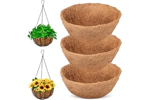 GXF 3 Pack 10 Inch Hanging Basket Coco Fiber Liners Replacement Coconut Fiber Liners for Garden Planter Basket Flower Pot