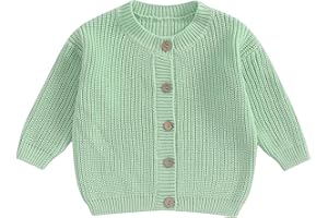 Infant Baby Boys Girls Cardigan Crochet Sweater Toddler Knit Button up Knitted Solid Pullover Sweatshirt